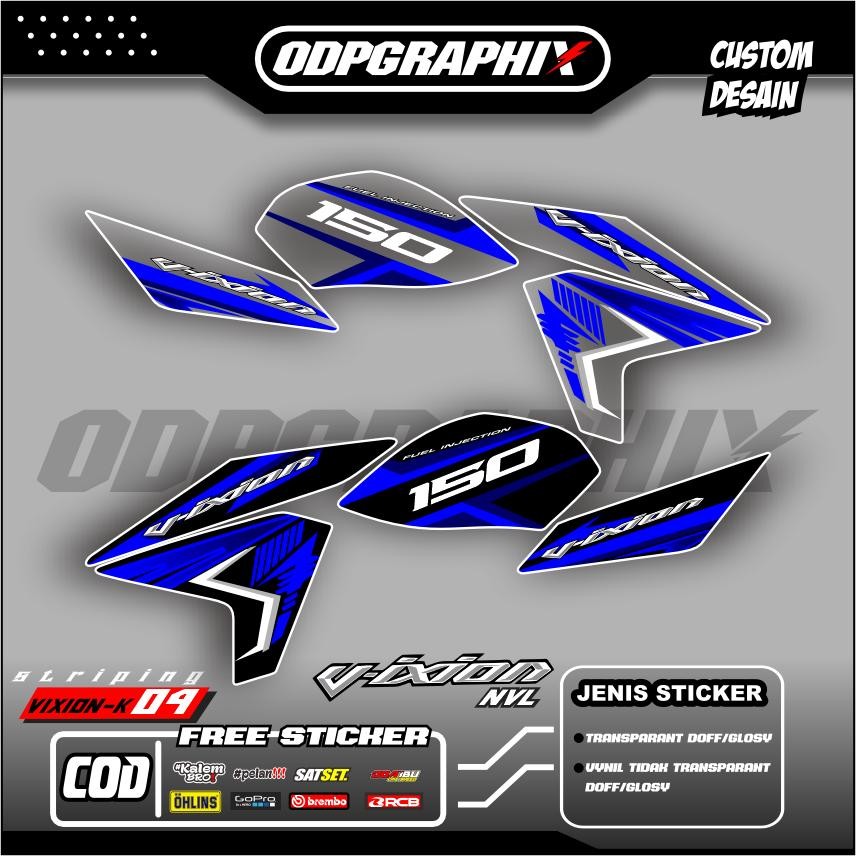 Striping Sticker Transparan Vixion NVL Terbaru – Bahan Premium Max Decal UV Anti Pudar NEW Motif Cos