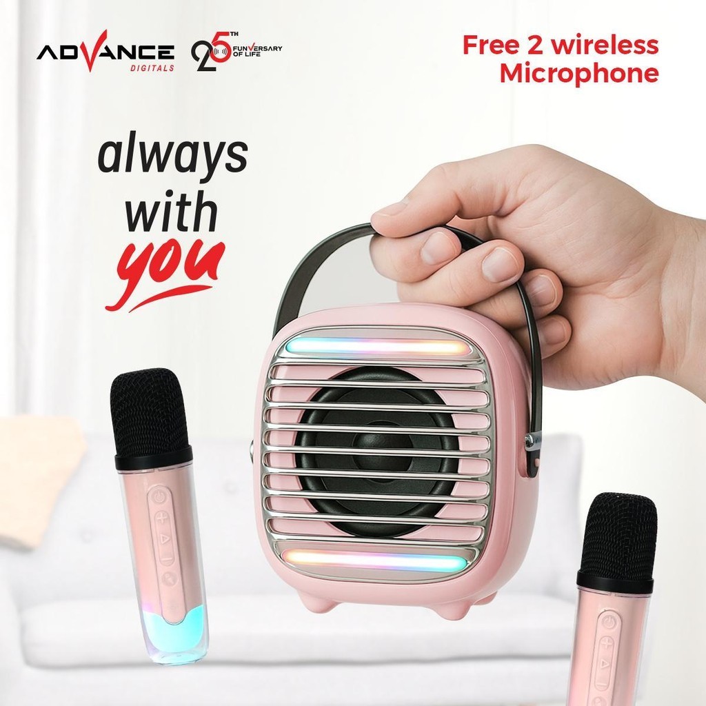 N E W  Advance V11 Portable Speaker Bluetooth Plus 2 Mic Wireless karaoke Garansi Resmi 1 Tahun