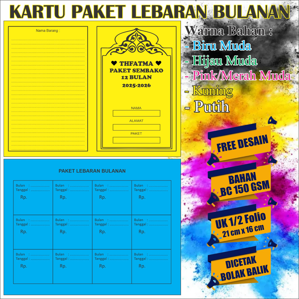 

Cetak Kartu Paket Lebaran Bulanan Custom Desain Sesuai Keinginan