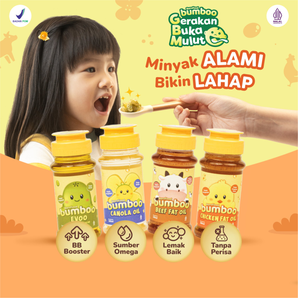 

BUMBOO Minyak - Bahan Alami - Bernutrisi - Sumber Lemak & Omega 3,6,9 - BB Booster -Tanpa Perisa & Pengawet - Tumis atau Topping