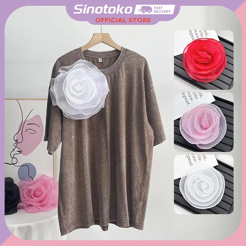 Bunga Korsase Organza Multi-Lapis 3D – Desain Mewah, Tersedia Warna Hitam/Putih/Pink/Merah Muda, Aks