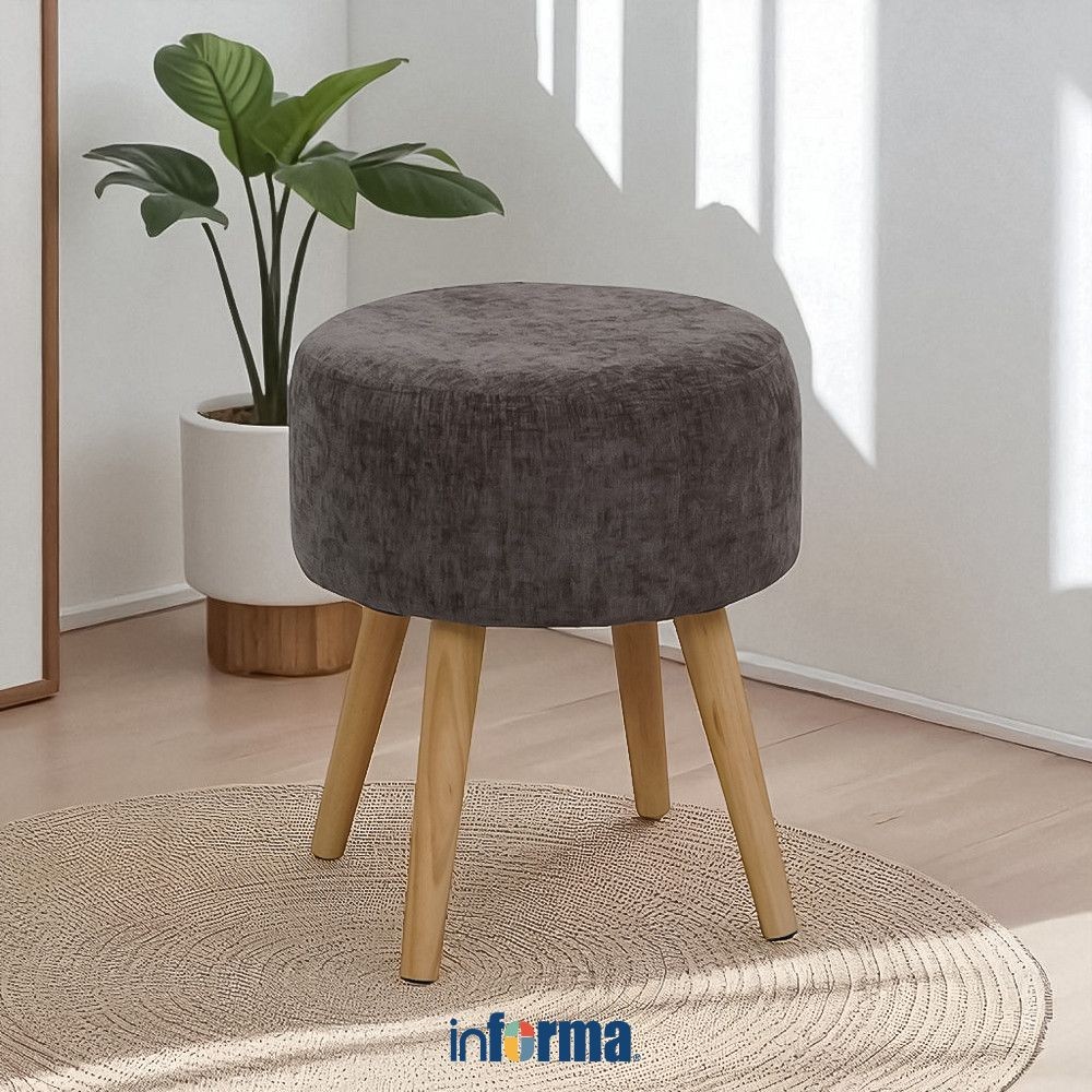 Informa Bia Bangku Fabric - Abu-Abu Tua Barstool Bar Stool Bangku Minimalis Modern Kursi Kecil Tempa