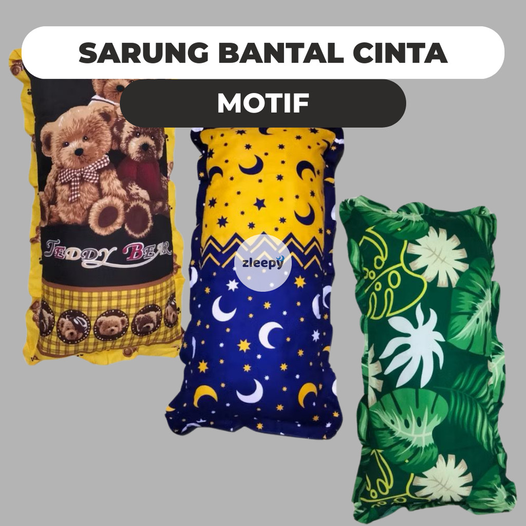 Sarung Bantal Cinta Motif 45x90 cm dan 50x100 cm - Sarung Bantal Cinta - Bantal Cinta Karakter Motif