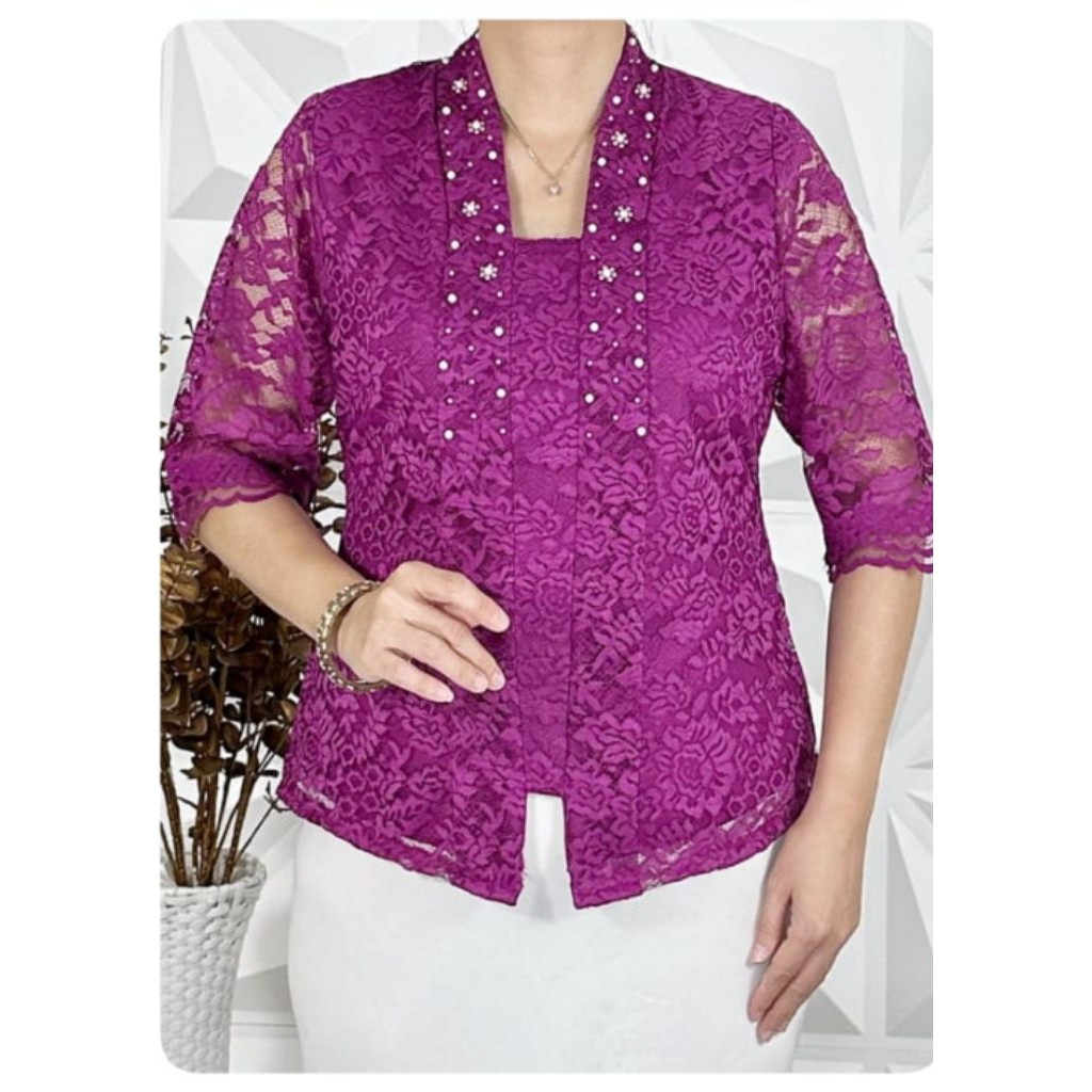 NJ03 Blus kebaya brokat - Atasan kebaya brukat -Blus kutu baru brukat - Blus/atasan hitam