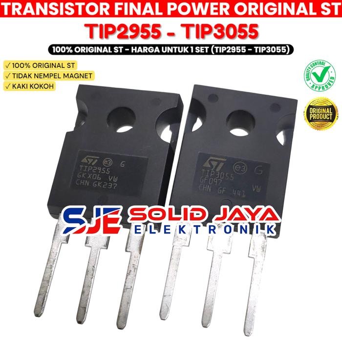 

TR TRANSISTOR FINAL ST TIP2955 TIP3055 ORI ORIGINAL TIP 2955 TIP 3055 ASLI ST JAPAN JEPANG SET