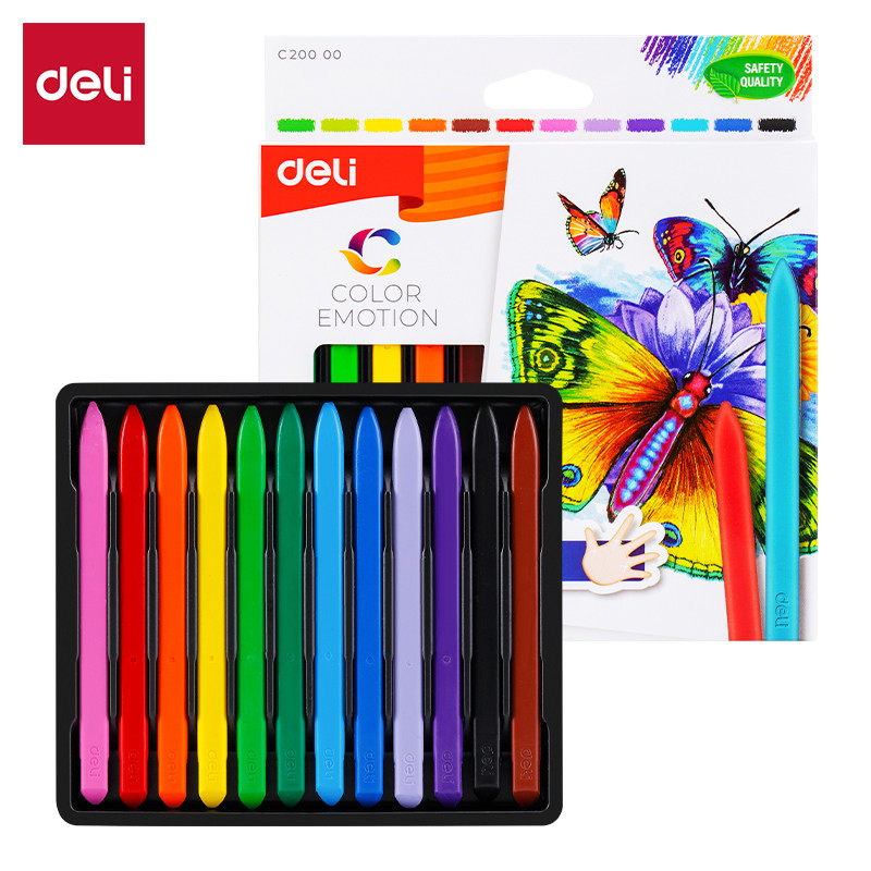 

Deli Krayon Plastic 12 Warna Cerah Bentuk Segitiga Ergonomis tidak beracun EC20000