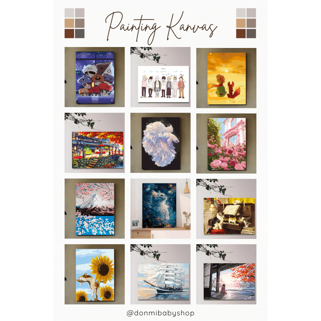 

New [READY] DONMI Paint By Number 40x50cm Lukisan Kanvas DIY Digital Painting Kit With Alat LukisPremium