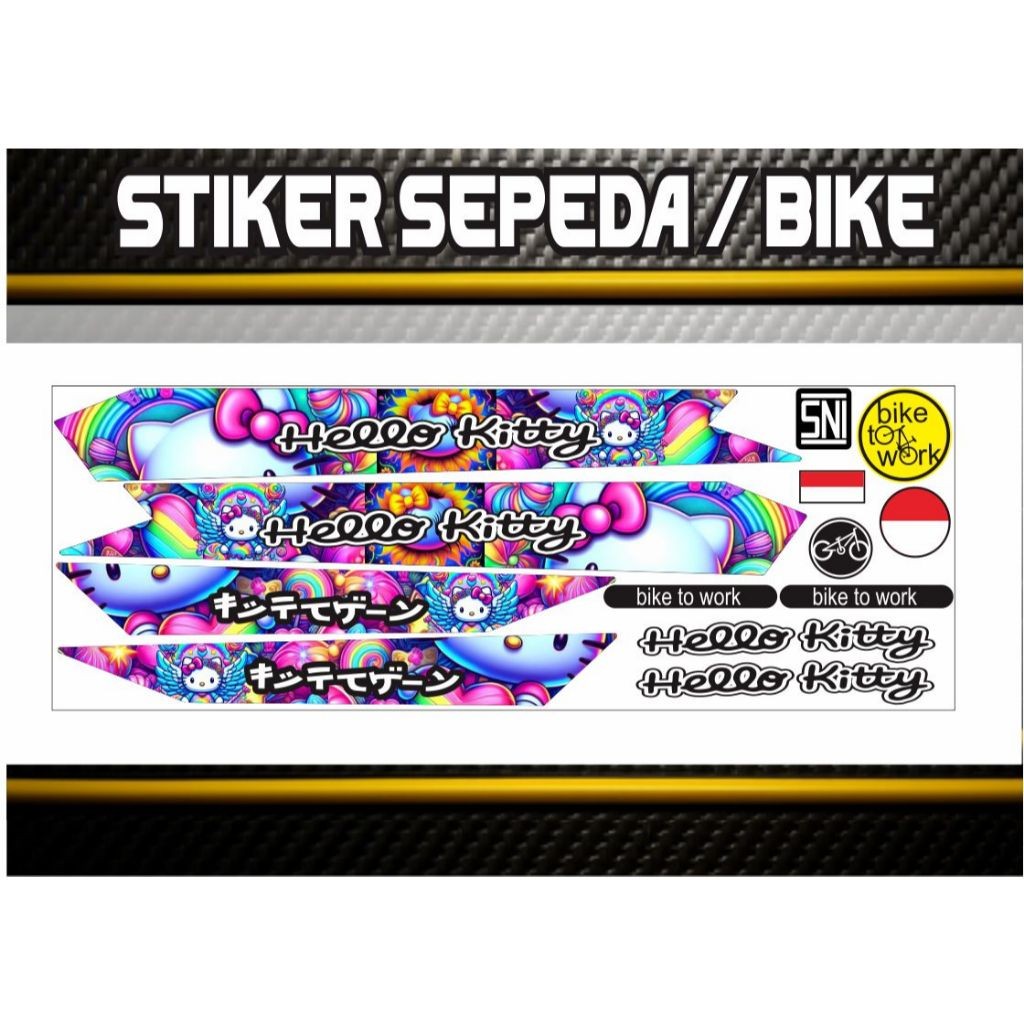 variasi stiker helo kiti striping sepedah / stiker bike sepedah motif STIKER SEPEDAH