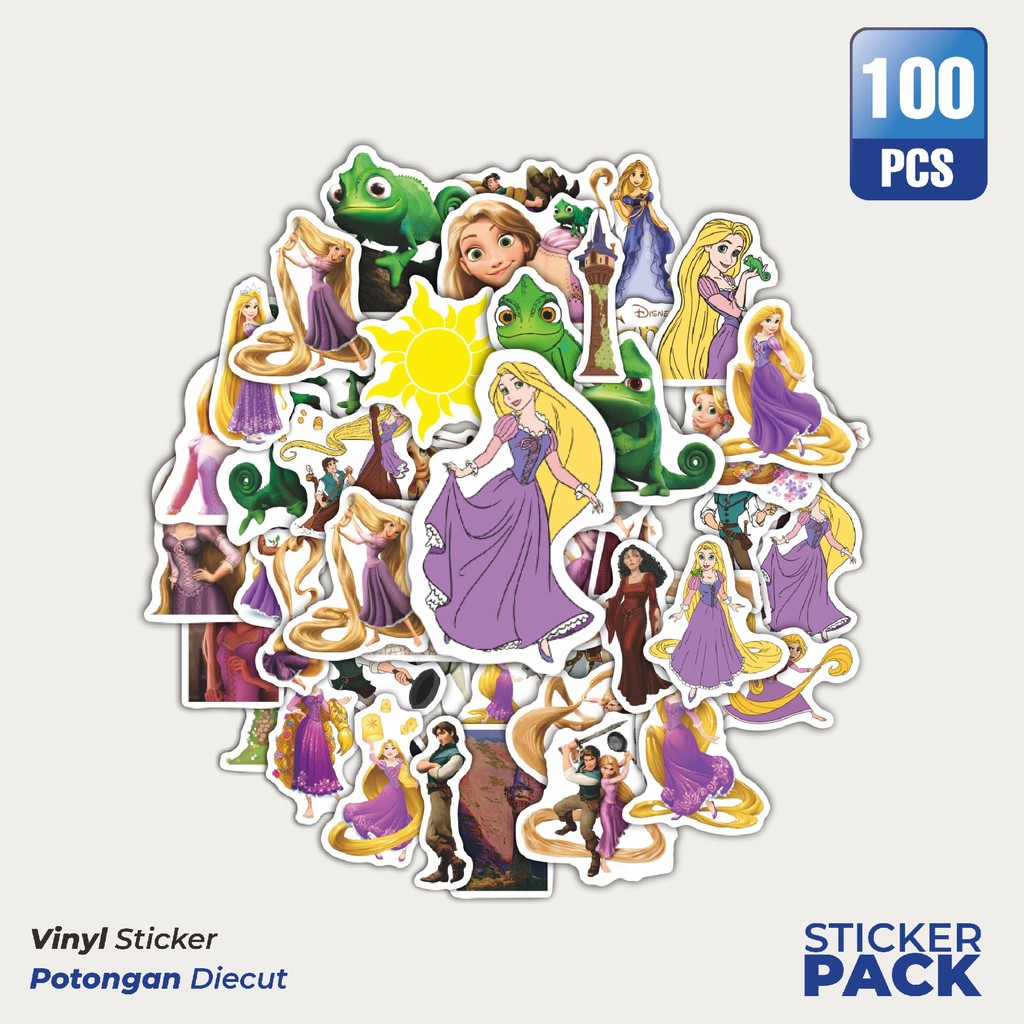 

Stiker Vinyl Stiker Kartun Rapunzel V3 Waterproof Aesthetic- Untuk Laptop, Motor, dan Helm - Paper Stationery Pack