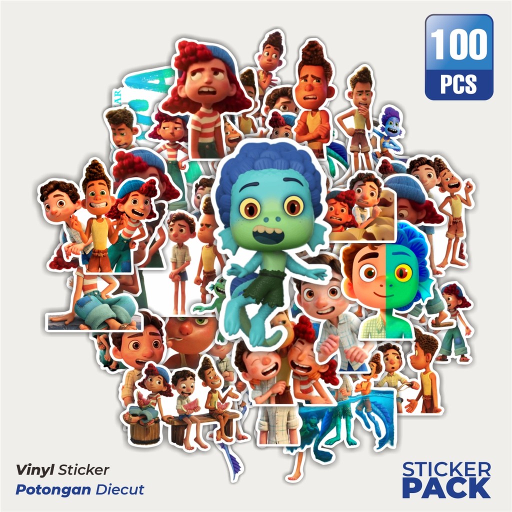 

MURAH 100 PCS Stiker Kartun Luca Waterproof Aesthetic- Untuk Laptop, Motor, dan Helm - Paper Stationery Pack
