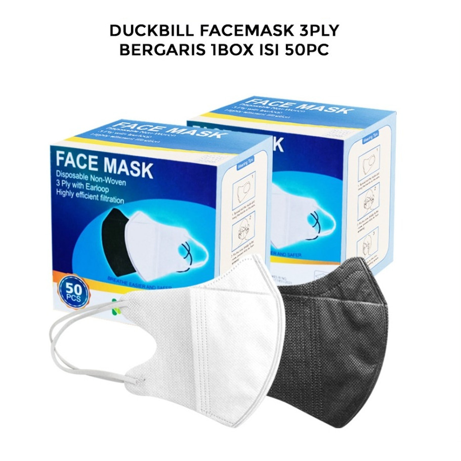 DUCKBILL FACEMASK 3PLY ISI 50pcs Masker Duckbill 1 box isi Banyak MURAH - GROSIR MASKER MY