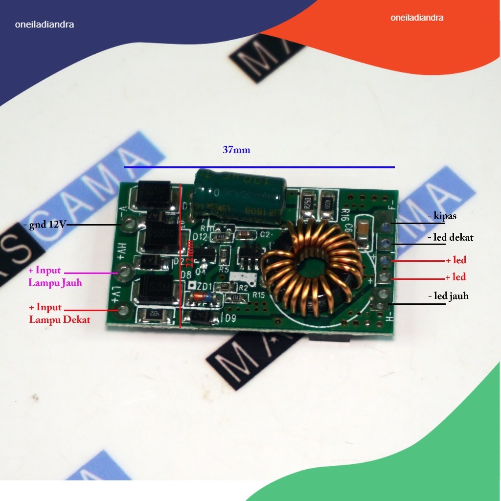 PCB Driver Led Headlight Mobil motor 3.5A 9V Fog dual light