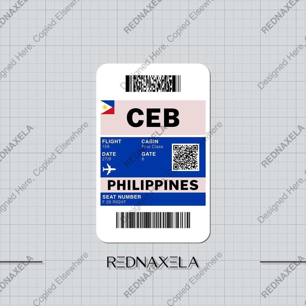 

Stiker Vinyl Boarding Pass CEB Cebu Philippines Stiker Koper Outdoor Waterproof Sticker