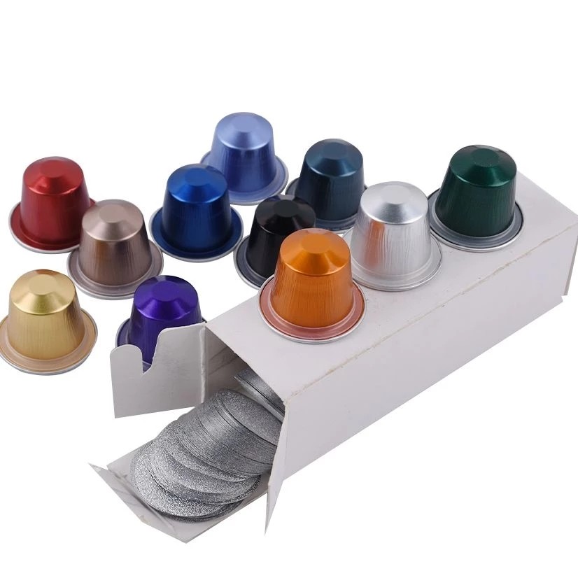 100pcs Nespresso Coffee Capsules Disposable Nespresso Compatible Pods Empty Aluminum Foil Coffee Cap