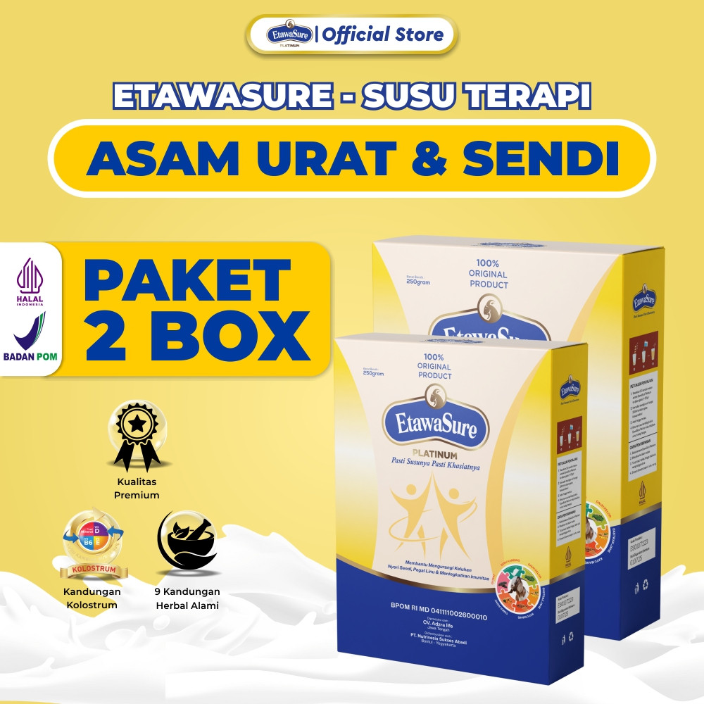 

Susu Kambing Etawa Platinum Untuk Asam Urat Nyeri Sendi dan Pegal Linu Etawasure Susu Etawa 2 Box