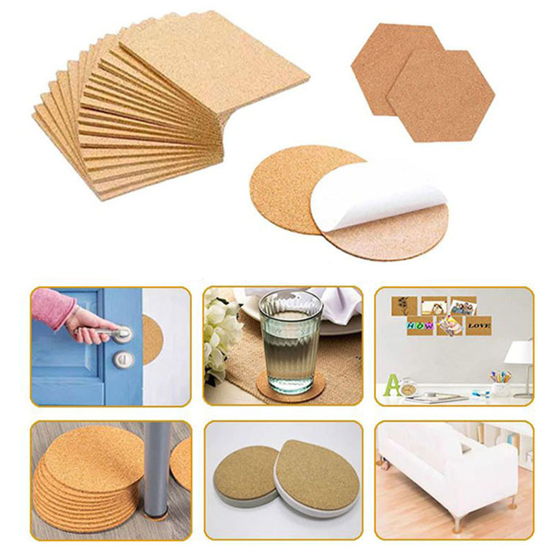 

Self-adhesive Cork Mat Round Square Cork Mat Handmade DIY Craft Materials Table Decor for With Strong Adhesive Office Home