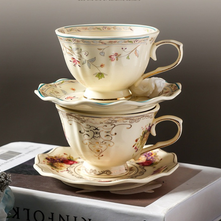 GERISAL ROSE GARDEN Cup & Saucer/Aesthetic Korean Style Tea Cup/Cangkir Teh Vintage/Cangkir Teh Mewa