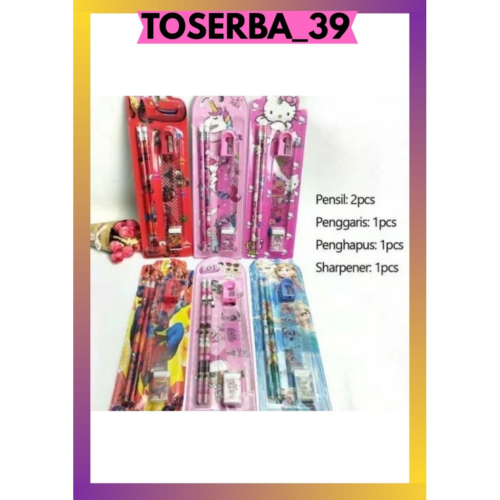 

T39 SET ALAT TULIS SEKOLAH ANAK 5 in 1 KARAKTER / MINI STATIONERY SET 5IN1