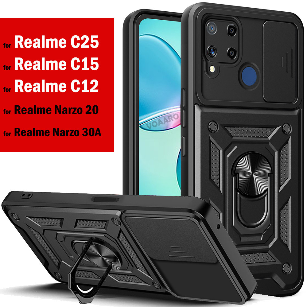 CASE REALME C15 / C12 / C25 / NARZO 20 / 30A IRING CASE MILITARY SLIDE CAMERA