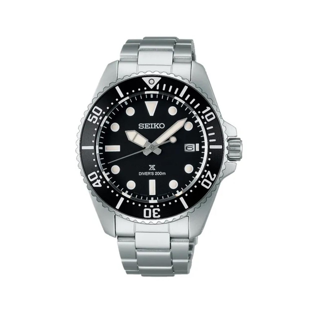 Seiko SNE597P1 Prospex Solar Diver 41mm Stainless Steel Hitam Biru Merah