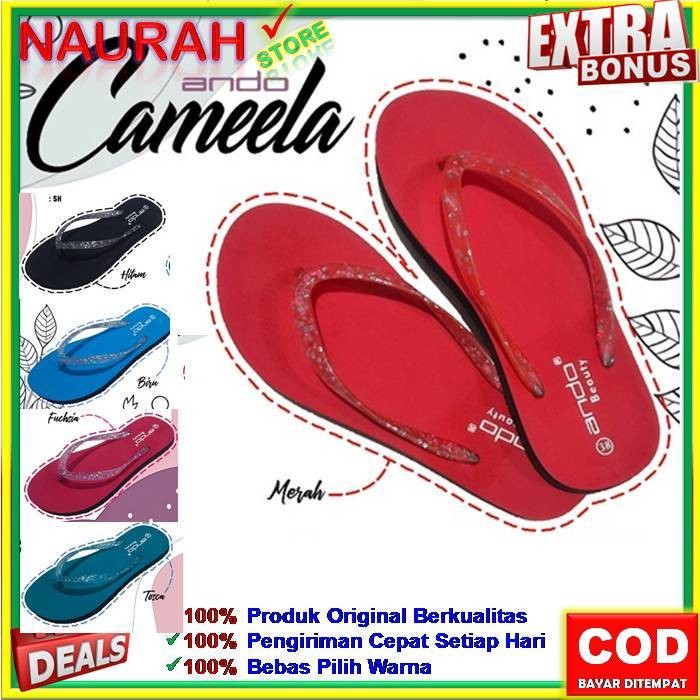 Sendal Jepit Ando Cameela Sandal Jepit Wanita Tali Glitter Eva Pvc Karet Original
