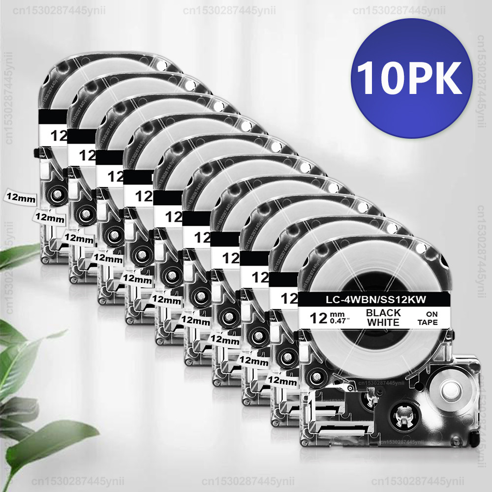 

2pcs/5pcs/10pcs SS12KW 12mm Compatible Epson Label Tape SS12KW LK-4WBN ST12KW SC12RW SC12YW for Epson LW-300 LW-400 Label Maker