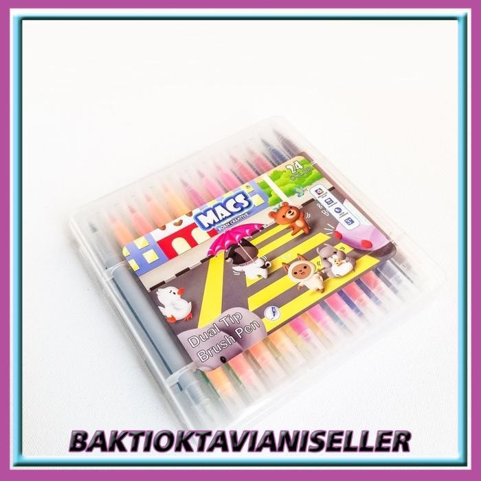 

Spidol MACS Dual Tip Brush Pen Marker Color 24 Warna