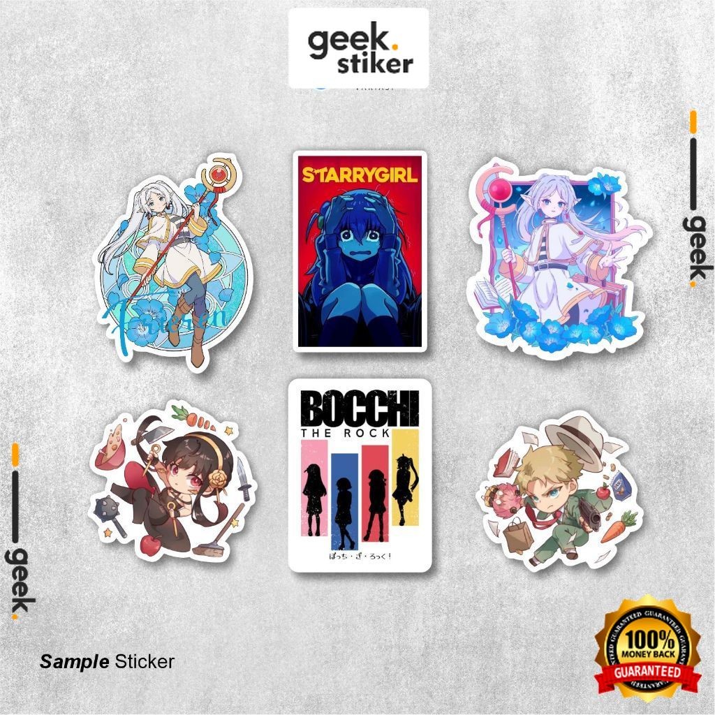 

Stiker Anime Karakter Random Aesthetic | Stiker Vinyl Waterproof Anti Air | Stiker Laptop Buku Botol Tumbler