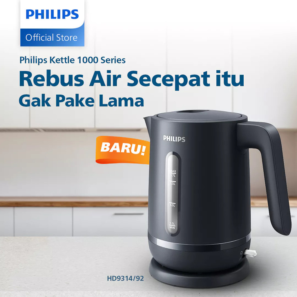 Philips Kettle Teko Listrik HD9314/92 Hitam - Philips Teko Pemanas Air Listrik 1.7 Liter