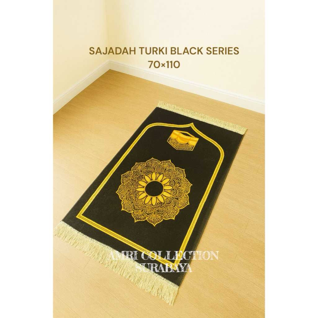 Sajadah Turki Premium Black Series 70x110 Mewah & Elegan