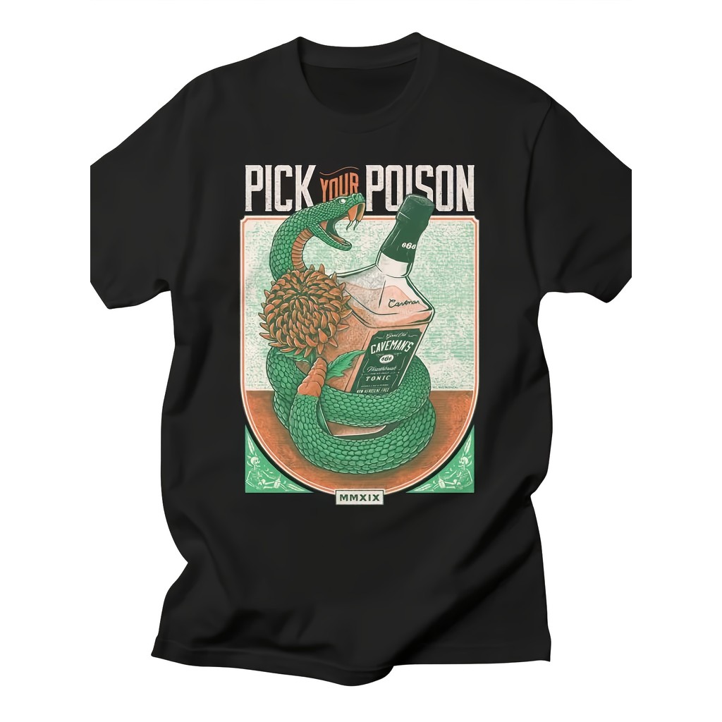 Kaos Pria Retro Pilih Racunmu - Desain Whiskey Keren Nyaman