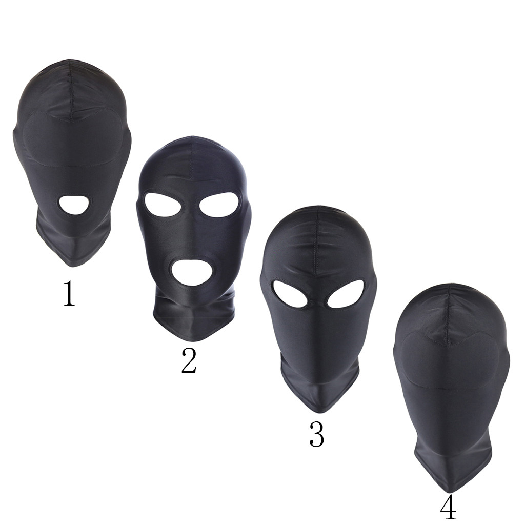 Uni Breathable Black Full Face Cover Spandex Zentai Costume Mask Hoods black cool man woman face mas