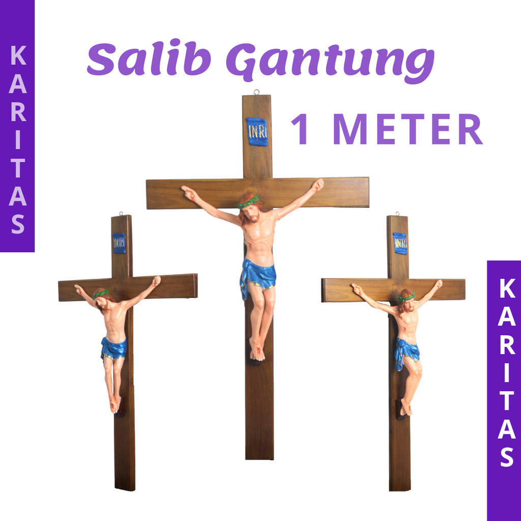SALIB GANTUNG KATOLIK – UKURAN 1 METER (SALIB JUMBO) / SALIB DINDING UKURAN BESAR
