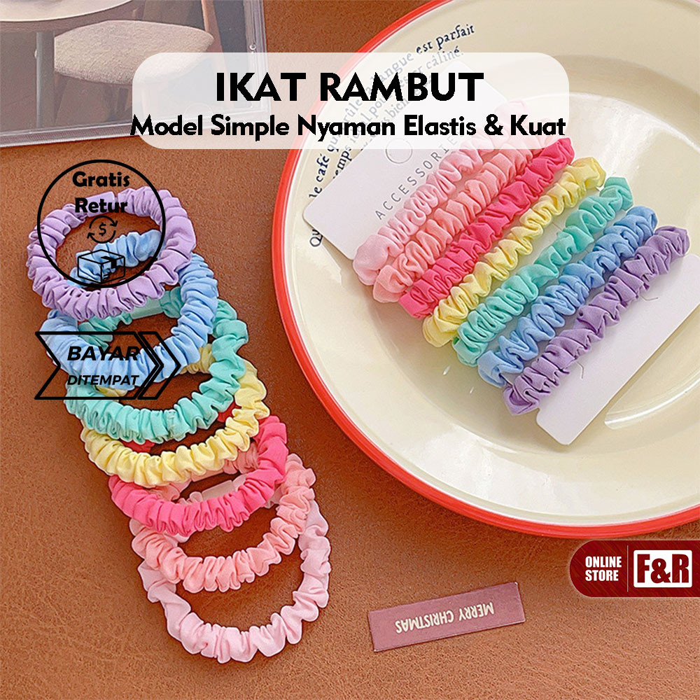 Hair Tie Bahan Kain Lembut Hair Tie Ruffle Aksesoris Wanita Aesthetic Hair Tie Ruffle Warna Pastel K