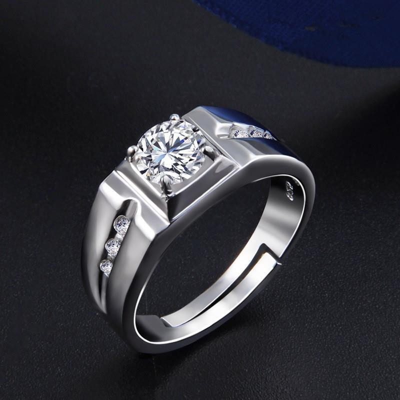 Cincin Pria Simulasi Elegan Cincin Berlian Cincin Pernikahan Pria Cincin Pernikahan Zircon Cincin Pa