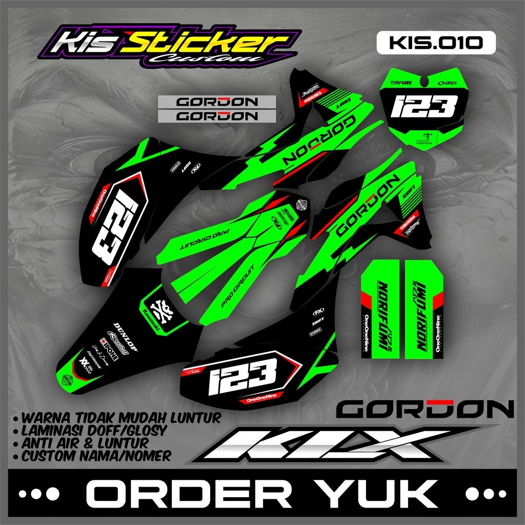 ( Cod ) Decal Stiker Full Body KLX Gordon - Dekal Sticker Striping Variasi KLX Gordon Full Body Terb