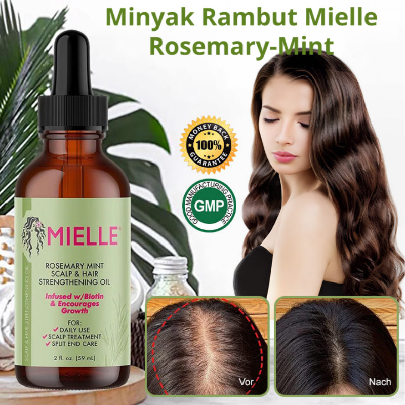 【COD+Kirim Dalam 24 Jam】Mielle Rosemary Mint Scalp & Hair Strengthening Oil 59ML/Mengurangi Ketombe/