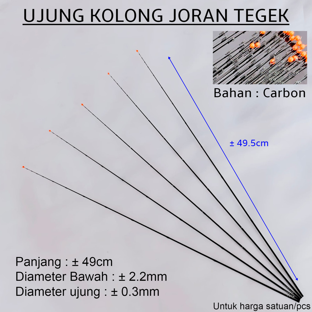 Entul Ujung Carbon Solid Tegek Micro Panjang 49cm Bahan Custom Pucukan Joran Pancing Nutul Lentur