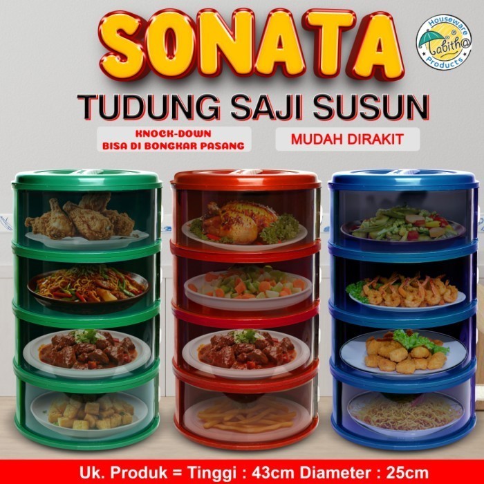 BEST PROMO Tabitha Tudung Saji Susun 4 Minimalis Tempat Penyimpanan Makanan Susun Rak Lauk Murah - T