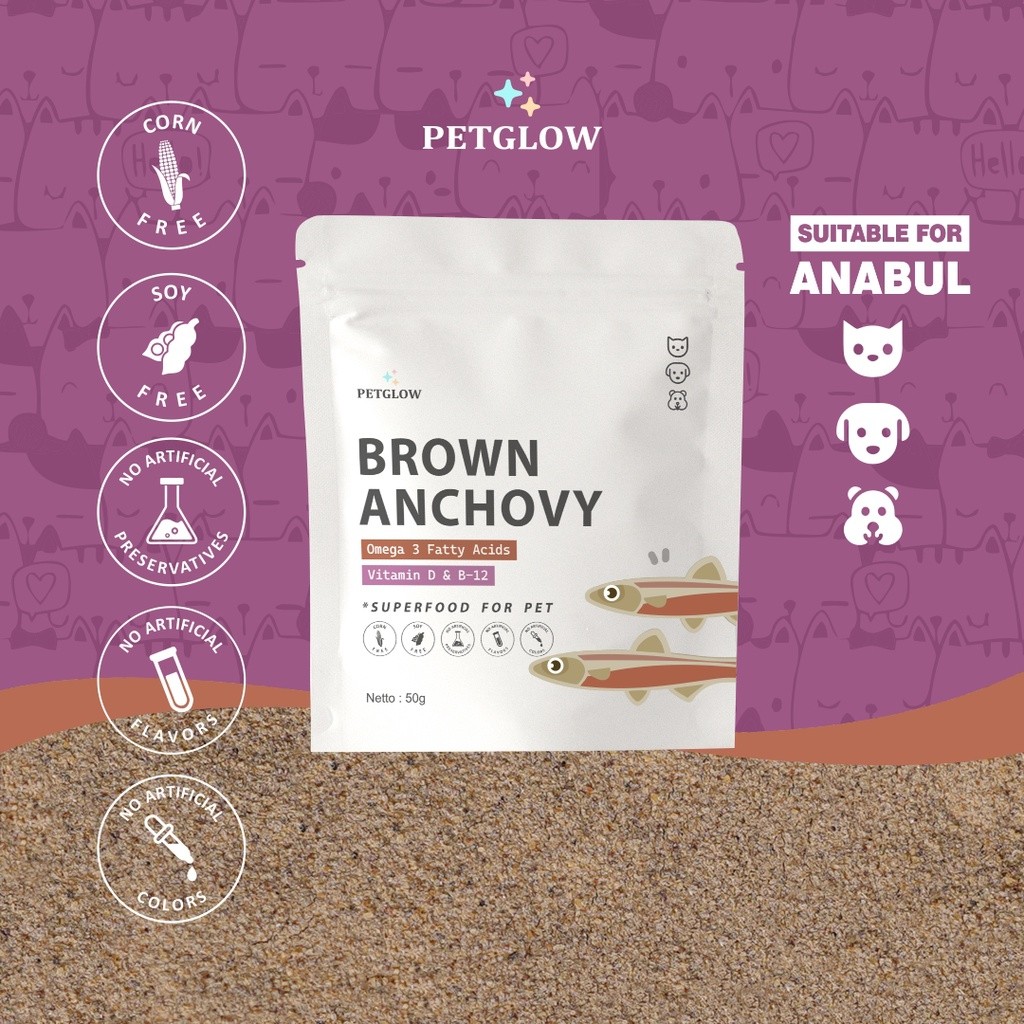 Superfood Brown Anchovy For Pet by Petglow Food Powder Bubuk Teri Jengki Untuk Anjing Kucing Hamster