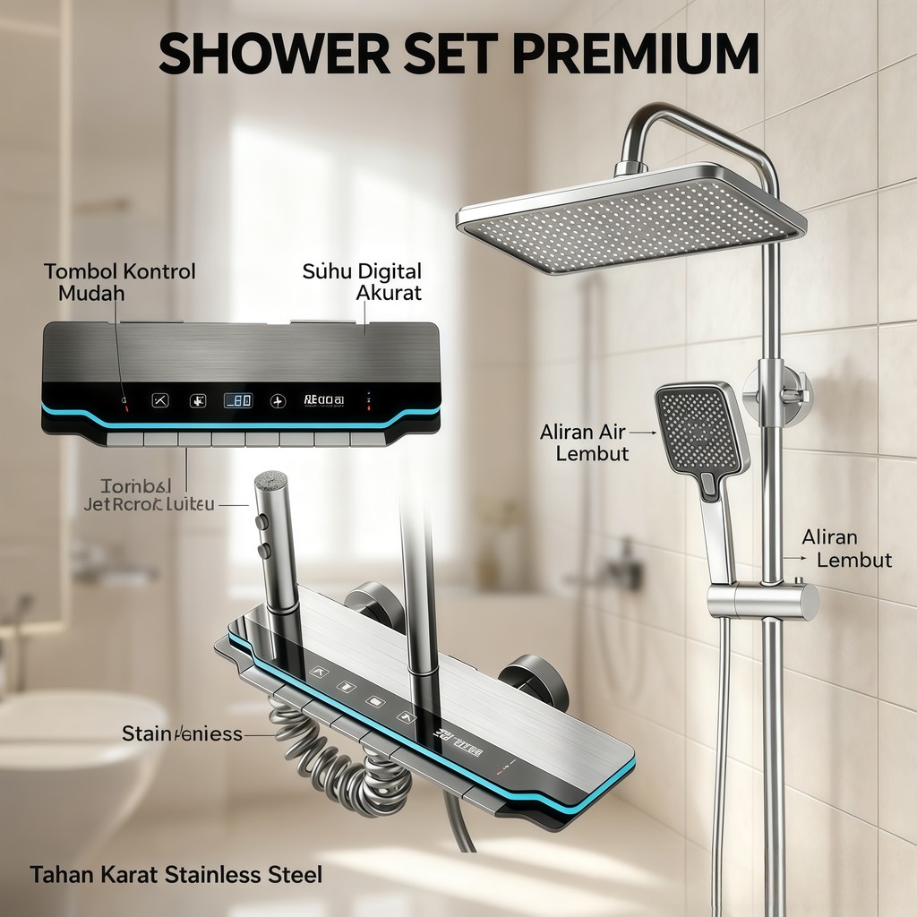 Set Keyboard Piano MewahShower Set Kamar Mandi Rain ShowerSet Shower Air Panas Dingin Alat Shower Ka
