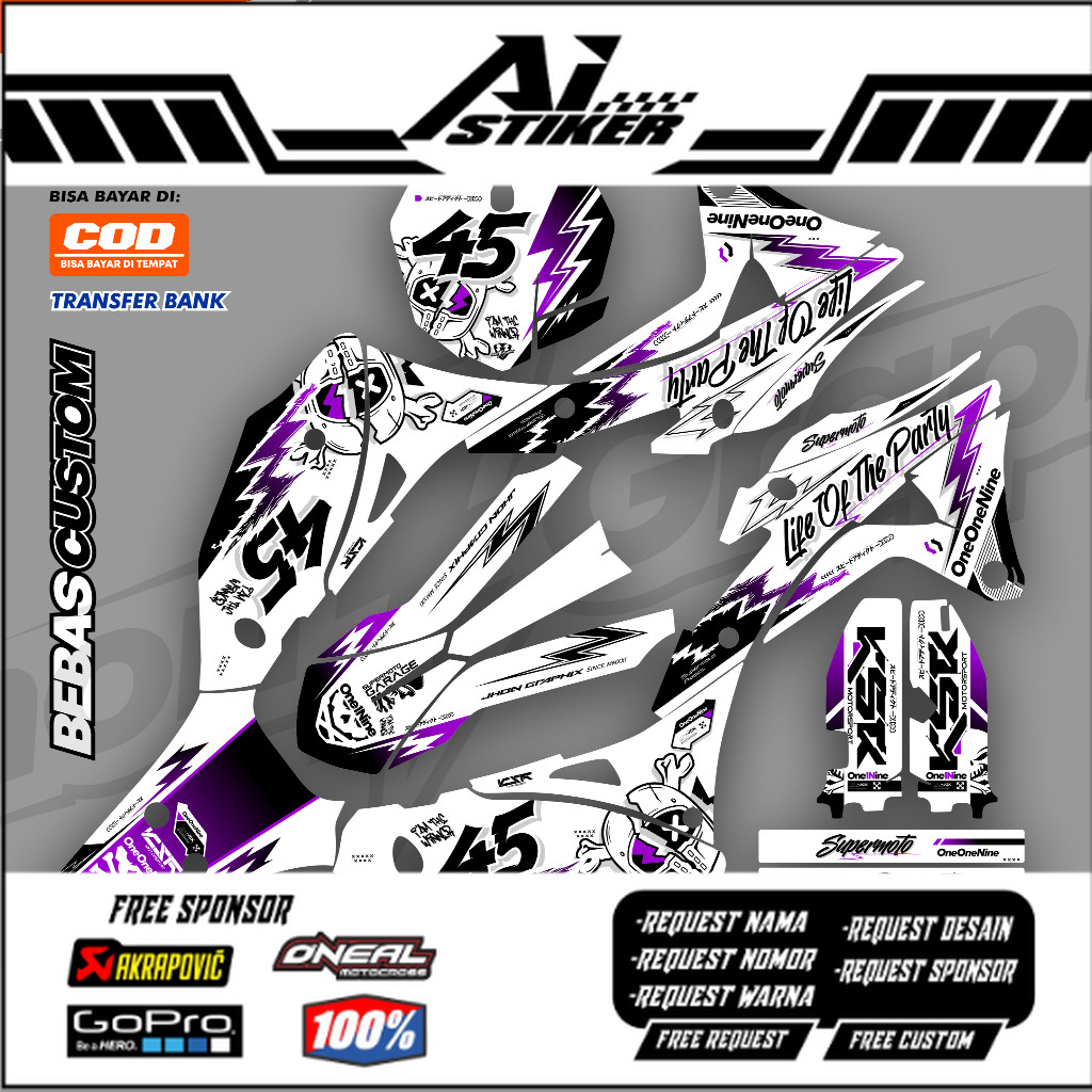 DECAL KLX GORDON FULL BODY PUTIH SUPERGLOSSY - DECAL KLX G BF SM SE by Jhon Decal