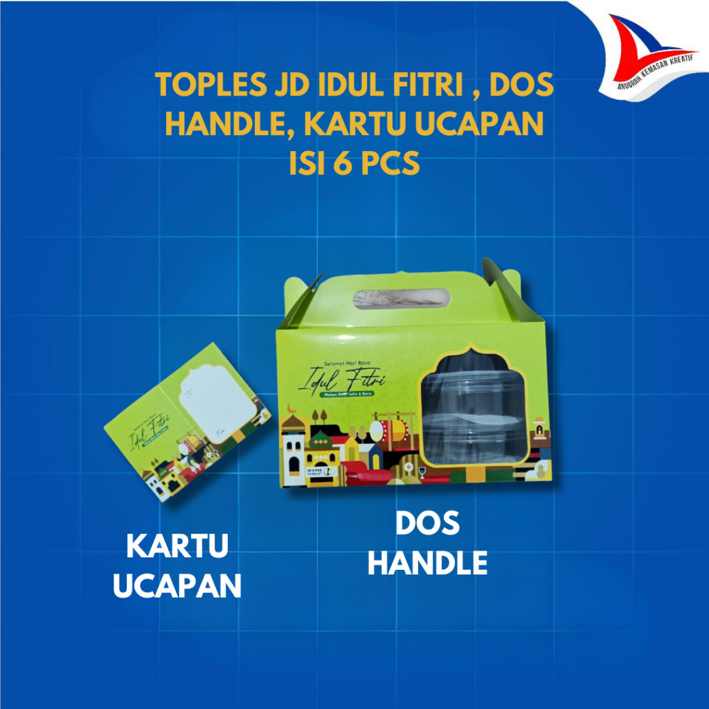 Toples Merk JD + Kardus Handle Toples Jajan Lebaran kartu ucapan Toples Nastar Bulat Toples Cookies 