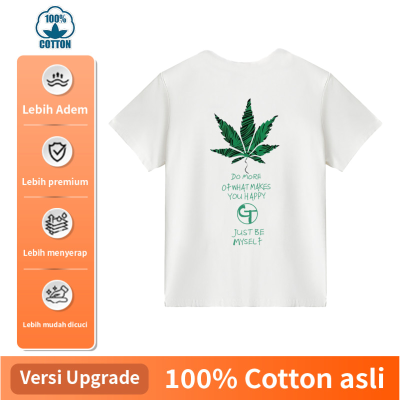 DISKON Kaos Distro Pria Motif Daun Maple - Cotton Premium 240GSM, Bahan Adem & Cepat Kering + Diskon
