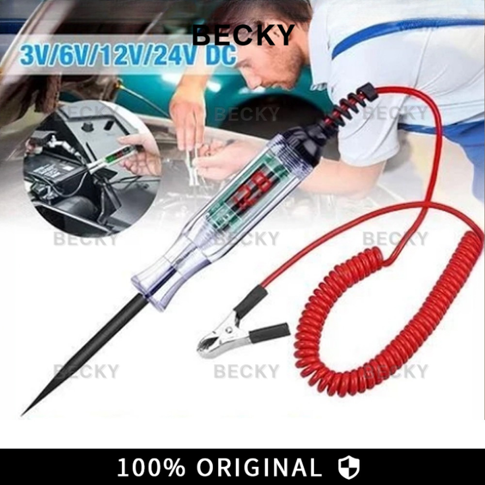 UNIQUE Tespen Digital DC Tester Testpen Kelistrikan Listrik Mobil Motor 6v/12v/24v/36v auto voltage 