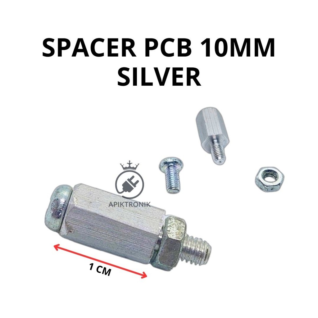 Spacer PCB 10mm Silver - 1 Set Dudukan PCB Logam Ukuran 1cm