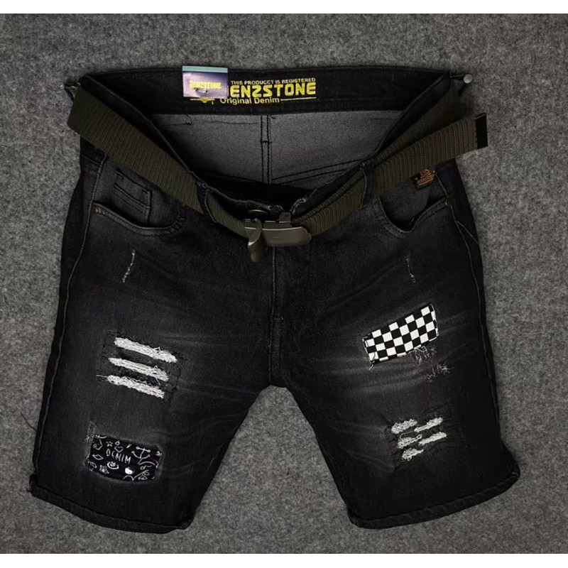 RIRUSHOP celana pendek jeans pria - celana jeans pria - celana pendek - celana cowok pendek - celana