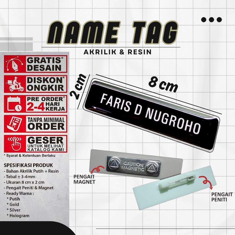 Nama Dada Plus Pin Korpri Nama Dada Kuningan Pin Korpri