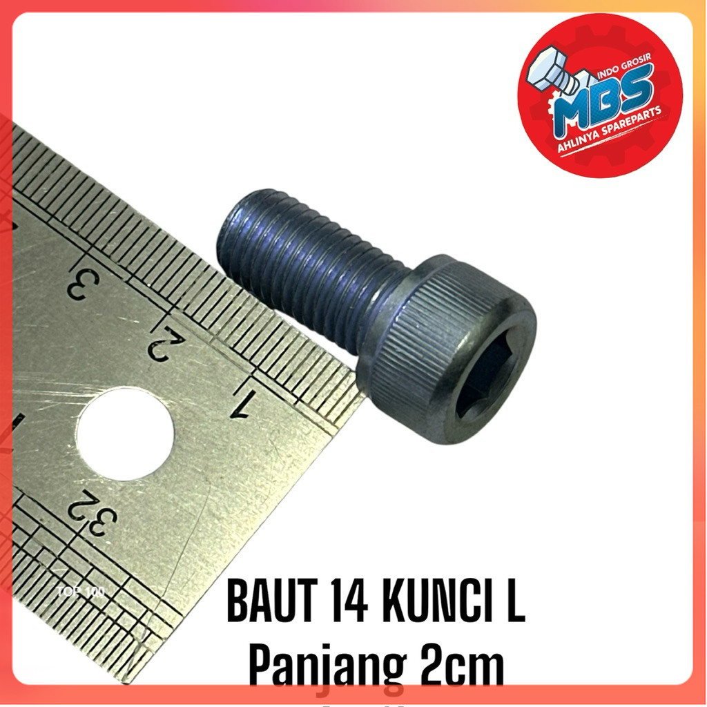 ORIGINAL BAUT 14 KUNCI L PANJANG 2cm m10x20 ORIGINAL
