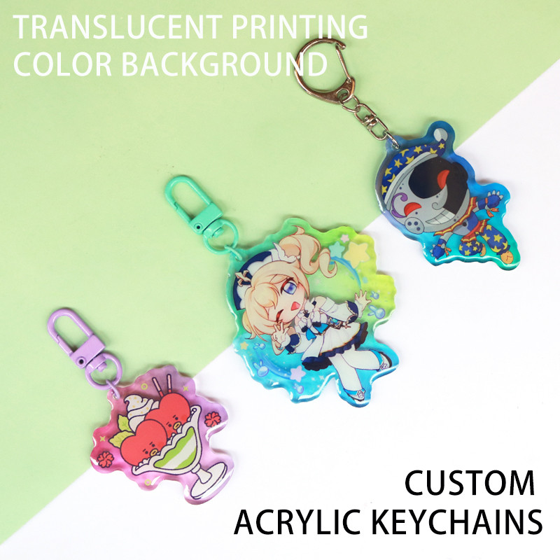 Custom Translucent Printing Keychains Cartoon Photo Logo Customized Anime Charms Clear Acrylic Perso